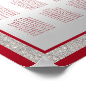 Elegant Ruby Red & Silver Glitter Wedding Poster (Hoek)