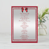 Elegant Ruby Red & Silver Glitter Wedding Programmakaart (Staand voorkant)