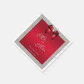 Elegant Ruby Red, Silver Glitter Wedding Servet (Hoek)