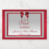 Elegant Ruby Red & Silver Glitter Wedding Sparkling Wijnetiket (Enkel label)