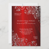 Elegant Ruby Red Silver Gray Swirls Wedding Kaart (Voorkant)