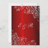 Elegant Ruby Red Silver Gray Swirls Wedding Kaart (Achterkant)