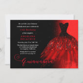 Elegant Ruby Red Spanish Gown Quinceañera Kaart (Voorkant)