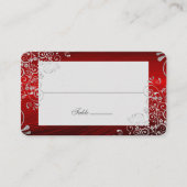 Elegant Ruby Red Swirl Wedding Long Name Plaatskaartje (Voorkant)