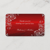 Elegant Ruby Red Swirl Wedding Long Name Plaatskaartje (Achterkant)
