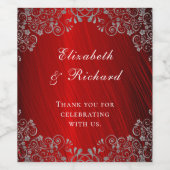 Elegant Ruby Red Wedding Bedankt Wijn Etiket (Enkel label)