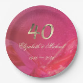 Elegant Ruby Rood Roze Goud 40e Jubileum Papieren Bordje (Voorkant)