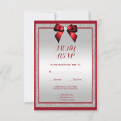 Elegant Ruby Rood & Zilver Glitter Bruiloft Menu (Voorkant)