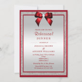 Elegant Ruby Rood Zilver Glitter Repetitie Diner Kaart (Voorkant)