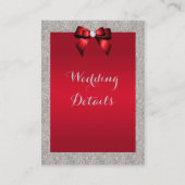 Elegant Ruby Rood, Zilveren Glitter Bruiloft Detai Informatiekaartje (Voorkant)
