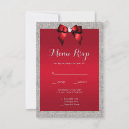 Elegant Ruby Rood, Zilveren Glitter Bruiloft Menu 