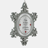Elegant Ruby | Ruiten 15e Jubileum voor weddenscha Tin Sneeuwvlok Ornament (Links)