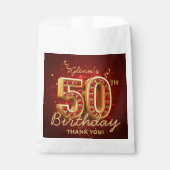 Elegant Rubyrood Goud 50e Verjaardag Bedankt Bedankzakje (Voorkant)