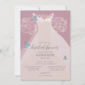 Elegant Ruffle Dress Blue Butterfly Vrijgezellenfe Kaart (Voorkant)