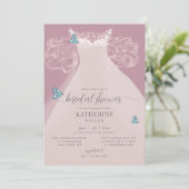 Elegant Ruffle Dress Blue Butterfly Vrijgezellenfe Kaart (Staand voorkant)