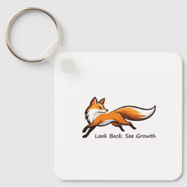 Elegant Running Fox "Look Back.See Growth." Square Sleutelhanger