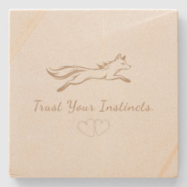 Elegant Running Fox Sandstone Coaster Stenen Onderzetter