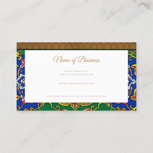 Elegant Russisch sierontwerp met gouden schrift Visitekaartje (Achterkant)