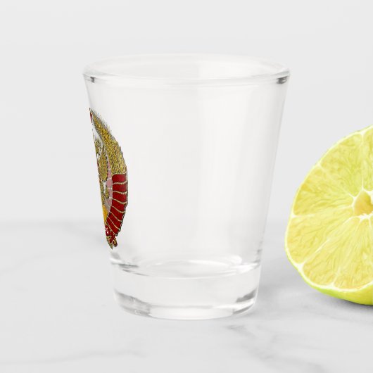 Elegant Russisch wapenschild Monogram Shot Glas (Rechts)