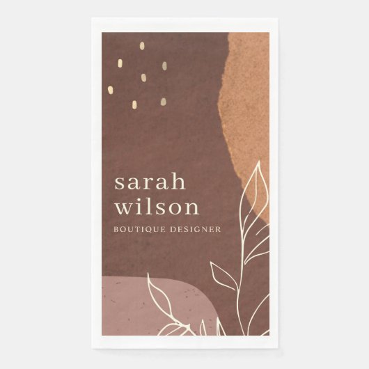 Elegant Rust Abstract Bruin Oranje Leafy Foliage Servet (Voorkant)