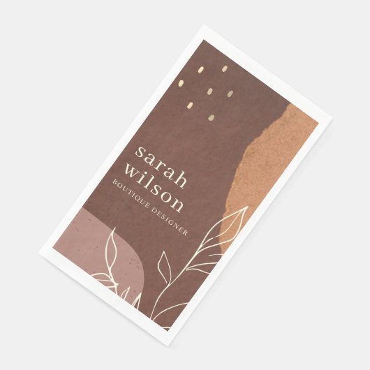 Elegant Rust Abstract Bruin Oranje Leafy Foliage Servet (Hoek)