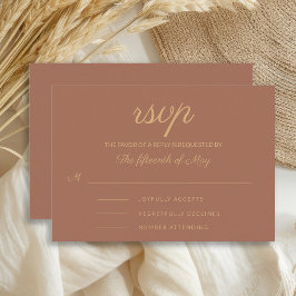 Elegant Rust Burnt Sinaasappel Wedding RSVP Kaartje