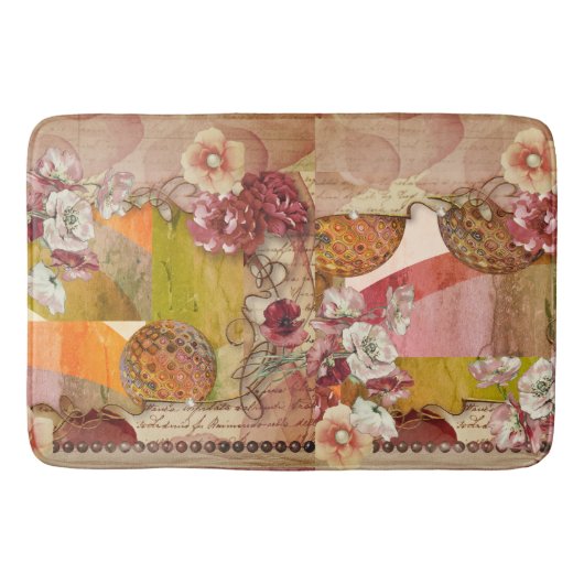 Elegant Rust, Cream, Oranje Florals Badmat (Voorkant)