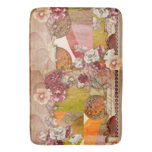 Elegant Rust, Cream, Oranje Florals Badmat (Voorkant Verticaal)