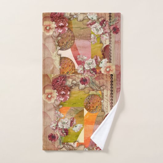 Elegant Rust, Cream, Oranje Florals Towel Bad Handdoek (Handdoek)