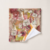 Elegant Rust, Cream, Oranje Florals Towel Bad Handdoek (Wasdoekje)