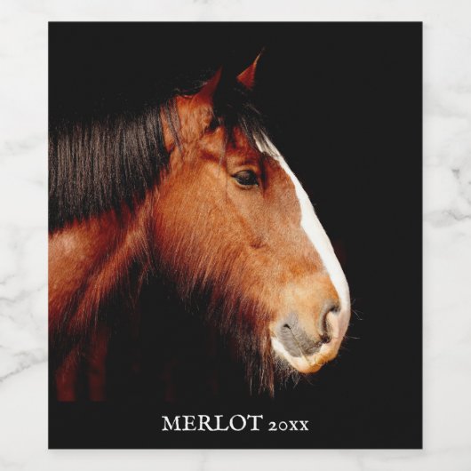 Elegant Rust Horse Ecckup Eigen waslabel Wijn Etiket (Enkel label)