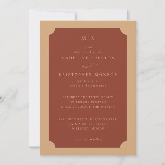 Elegant Rust Minimalist Wedding Invitation Kaart (Voorkant)