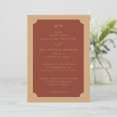 Elegant Rust Minimalist Wedding Invitation Kaart (Staand voorkant)