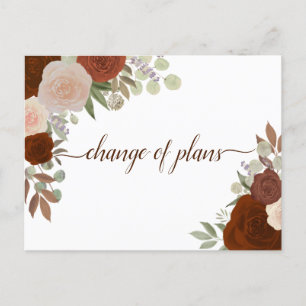 Elegant Rust Oranje Floral Change of Wedding Plans Aankondigingskaart