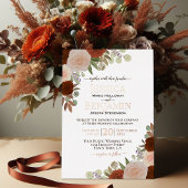 Elegant Rust Oranje Floral met Roos Gold Wedding Folie Uitnodiging