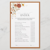 Elegant Rust Oranje Floral Vrijgezellenfeest Game (Voorkant)