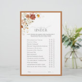 Elegant Rust Oranje Floral Vrijgezellenfeest Game (Staand voorkant)