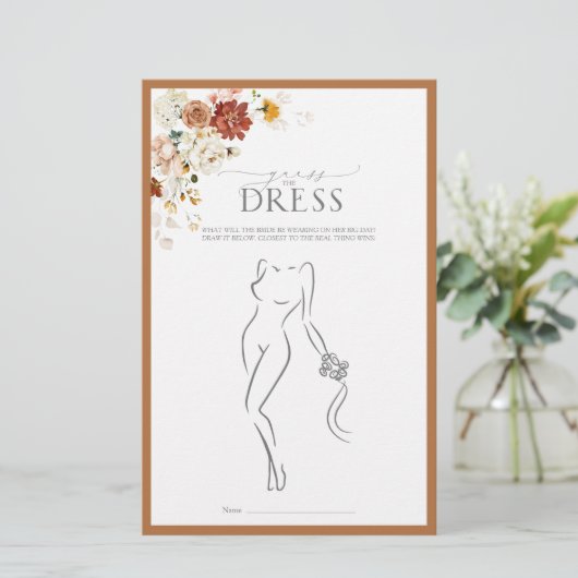 Elegant Rust Oranje Floral Vrijgezellenfeest Game (Staand voorkant)