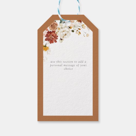 Elegant Rust Oranje Floral Vrijgezellenfeest Perso Cadeaulabel (Achterkant)