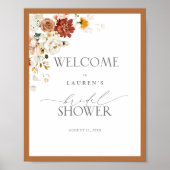 Elegant Rust Oranje Floral Vrijgezellenfeest Welko Poster (Voorkant)