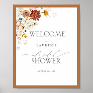 Elegant Rust Oranje Floral Vrijgezellenfeest Welko Poster