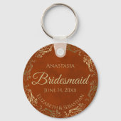 Elegant Rust Oranje & Gold Bridesmaid Wedding Gift Sleutelhanger (Voorkant)