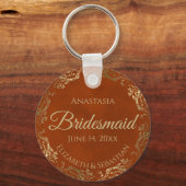 Elegant Rust Oranje & Gold Bridesmaid Wedding Gift Sleutelhanger (Voorkant)