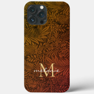Elegant Rust Oranje Gold Floral Script Monogram Case-Mate iPhone Case