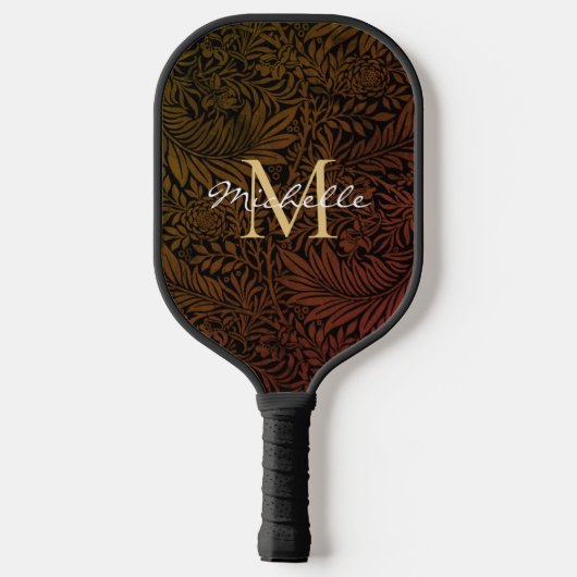 Elegant Rust Oranje Gold Floral Script Monogram Pickleball Paddle (Achterkant)