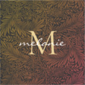 Elegant Rust Oranje Gold Floral Script Monogram Sticker (Voorkant)