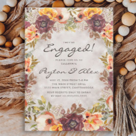 Elegant Rust Oranje najaar Floral Engagement Party Kaart