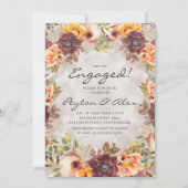 Elegant Rust Oranje najaar Floral Engagement Party Kaart (Voorkant)