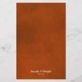 Elegant Rust Oranje Roos Budget Wedding Menu (Achterkant)