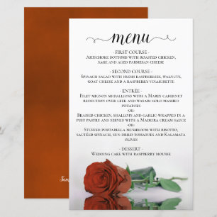 Elegant Rust Oranje Roos Budget Wedding Menu
